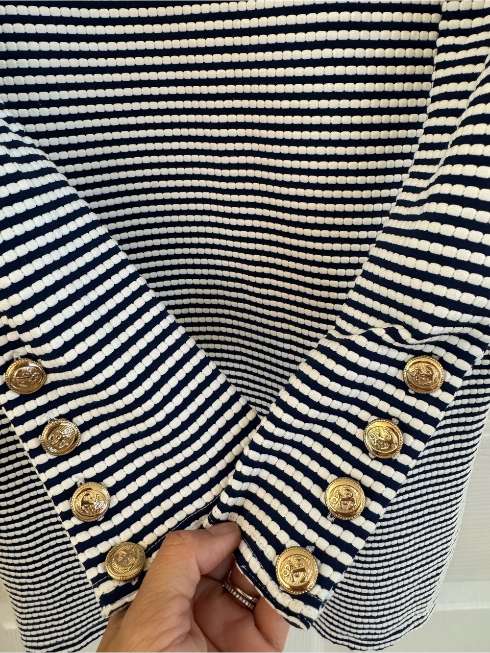 Melissa Odabash Agata Navy Stripe Long Sleeve Mini Dress L - Picture 7 of 15